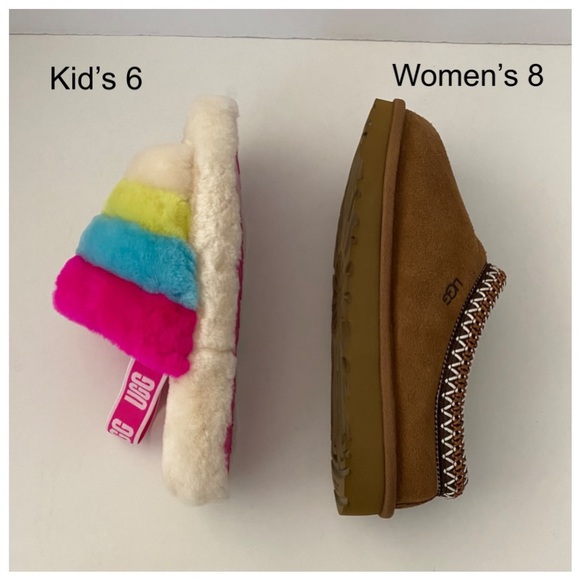 UGG Fluff Yeah Slides Neon Rainbow Multi Kid’s 6 (Will Fit Women’s 8) - Picture 10 of 12